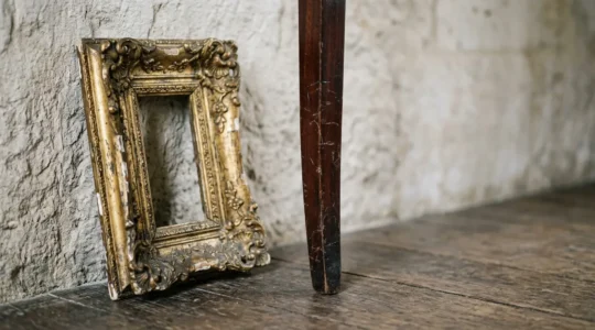 Elegant French interior detail showcasing authentic 19th-century decorative elements with natural patina and restrained composition