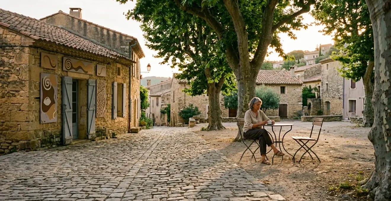A quiet moment of cultural connection in a traditional French village setting