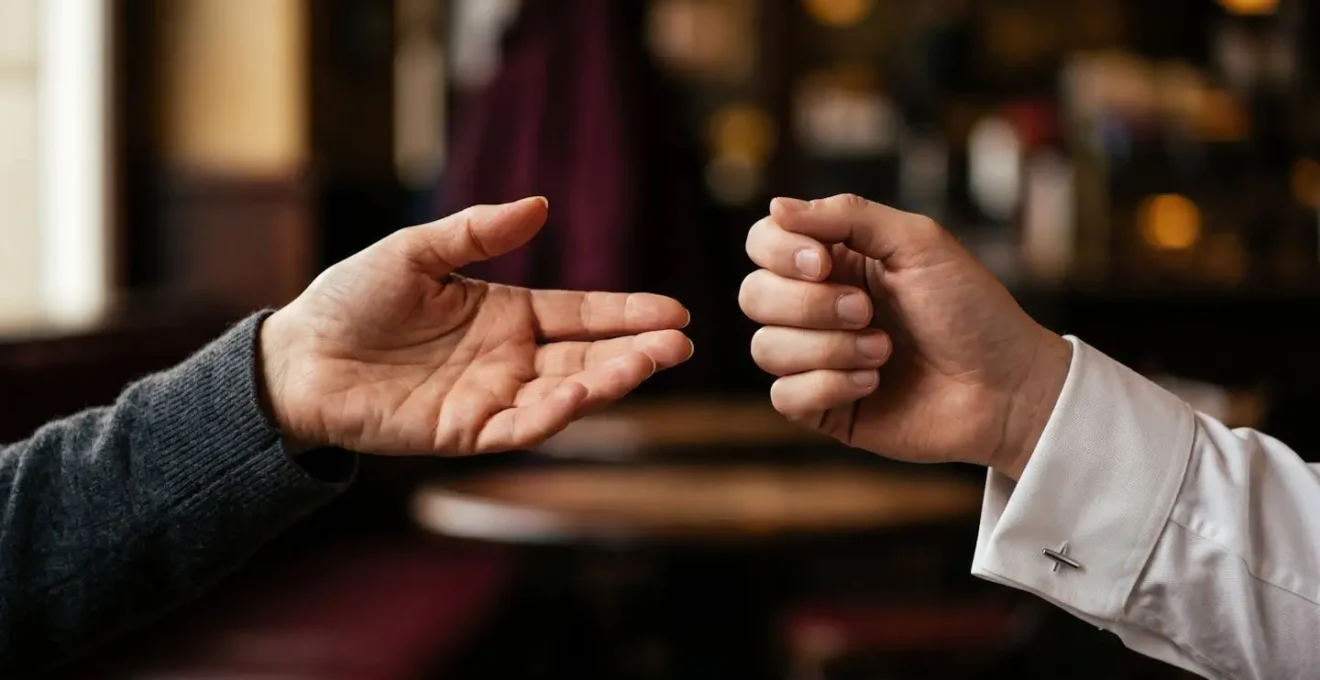 Close-up hands gesture showing subtle social negotiation between formal and informal French address