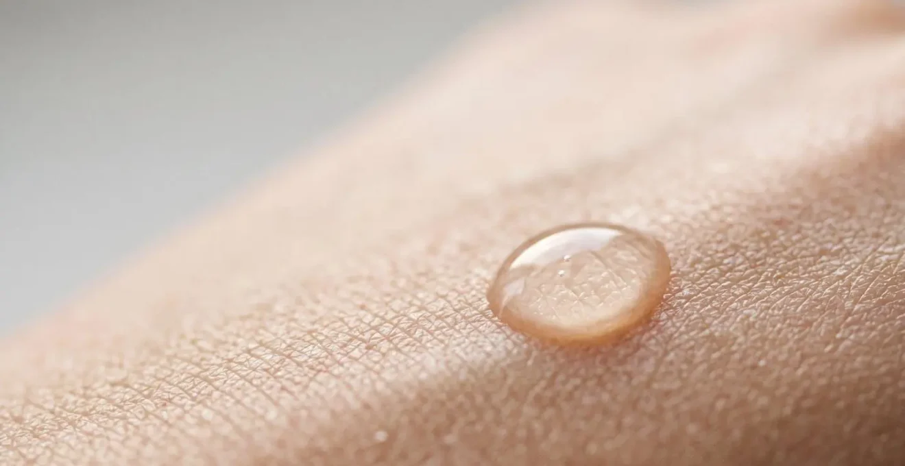 Close-up macro photograph showcasing the tactile texture of minimalist skincare barrier support