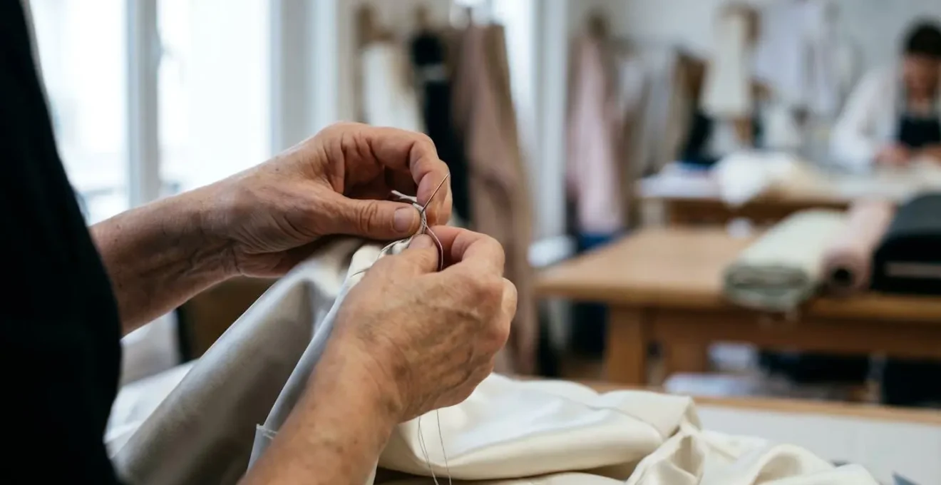 Artisanal detail showing haute couture craftsmanship and traditional techniques